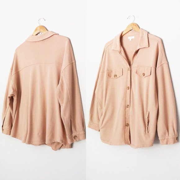 Nordstrom BP Oversize Cotton Blend SOFT Shirt Jacket Shacket M Tan Nougat Beige - Picture 8 of 16